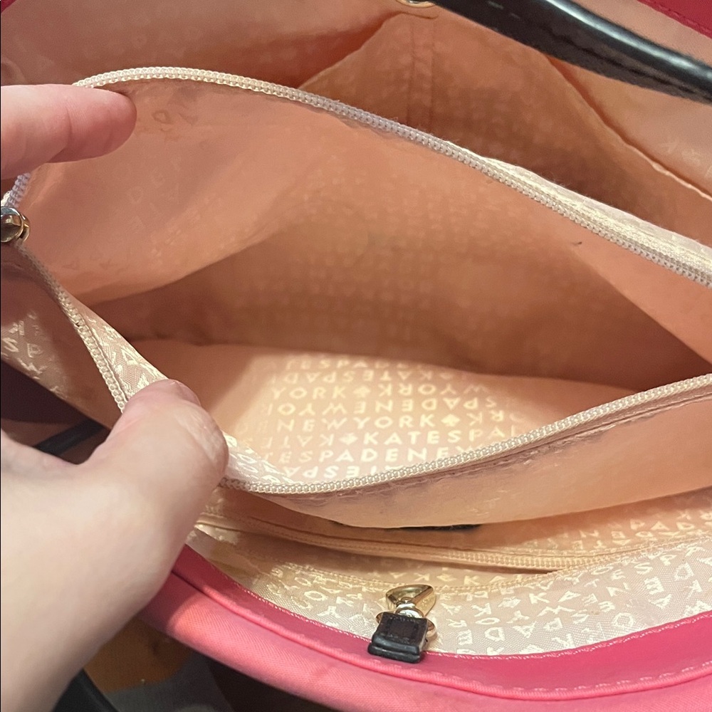 Kate Spade New York Pink Nylon Tote Shoulder Bag Black Handles – Read - Picture 10 of 15